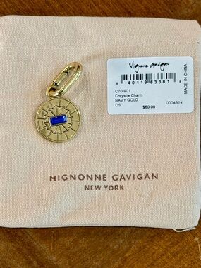 Mignonne Gavigan Gold Chrystie Charm with Navy Blue Stone